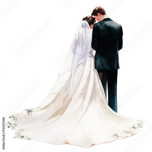 Watercolor set with bride and groom ,Watercolor wedding clipart  