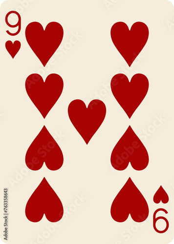 Nine of Hearts Heritage Playing Cards photo