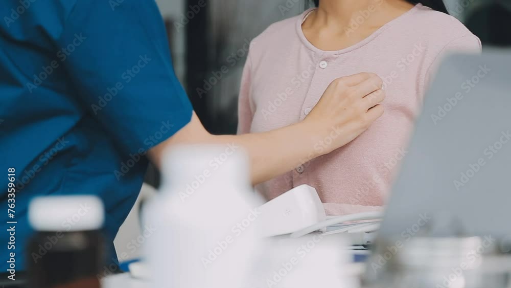 Doctor and patient discussing something while sitting at the table . Medicine and health care concept. Doctor and patient. Doctor and patient discussing something while sitting at the table . Medicine and health care concept. Doctor and patient.