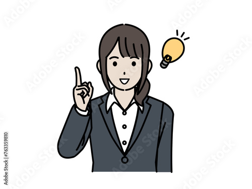 アイデアを閃く、思いつく女性会社員のイラスト