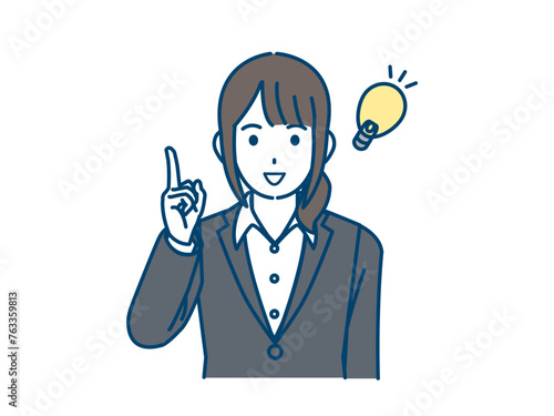 アイデアを閃く、思いつく女性会社員のイラスト