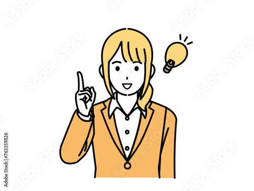 アイデアを閃く、思いつく女性会社員のイラスト