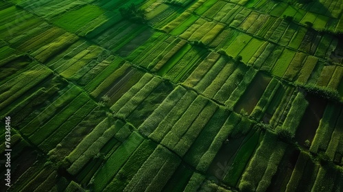 Aerial view of cultivated agricultural farming land