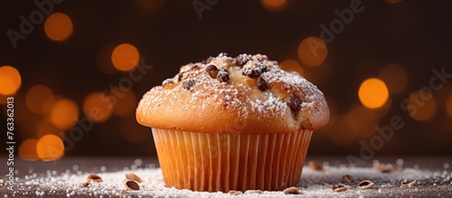 A muffin topped with powder...