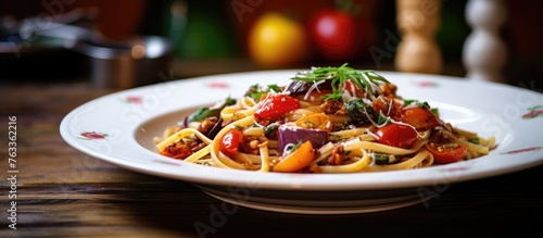 Plate of pasta with tomatoe...