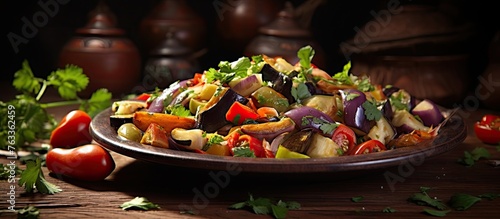 Plate of assorted vegetables with tomatoes and parsley