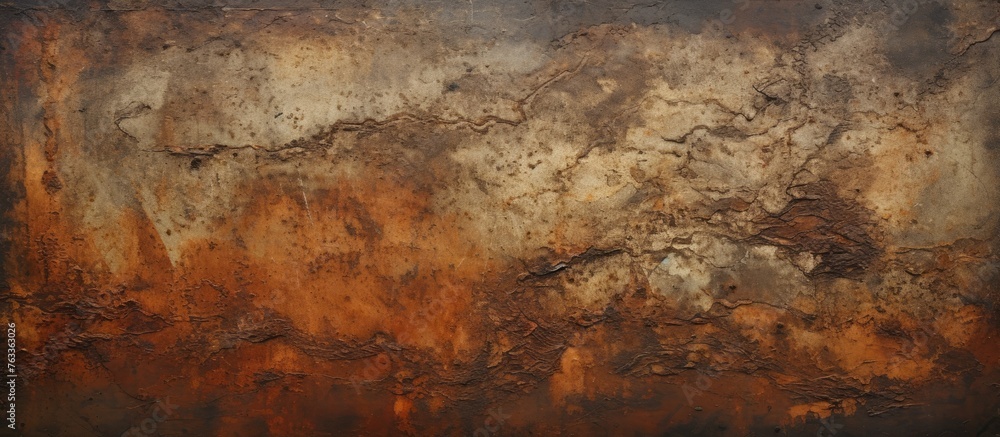 Rusted metal surface with brown and white background