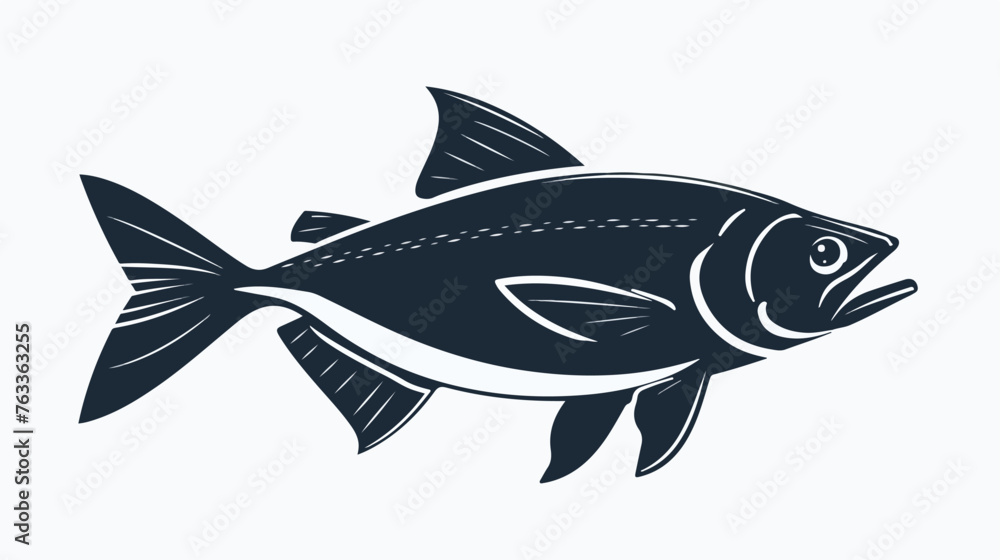 Fish icon. Silhouette vector illustration. Flat desig