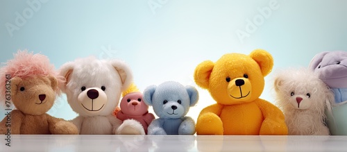Five teddy bears arranged o...