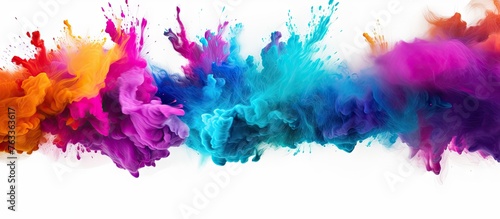 Colorful paint cloud mixing in white background