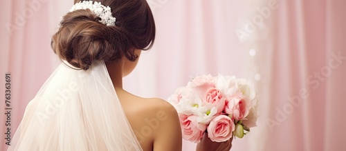Beautiful bride holding a b...