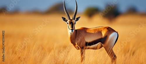 A gazelle in a grassy field photo