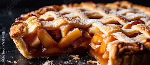 A pie missing a slice with ...