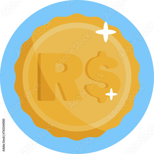 The Brazilian Real icon represents the national currency of Brazil, denoted by the symbol "R$", embodying the economic essence of the country.