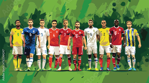 Football artwork european team on grass field background