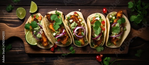 Four delicious tacos with b...