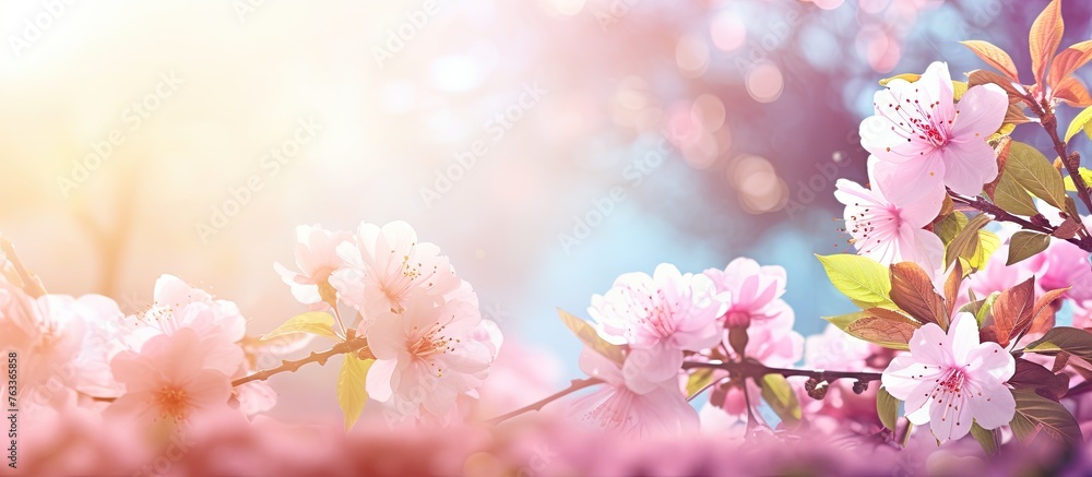 Pink blossoming tree in sunlight Pink blossoming tree in sunlight