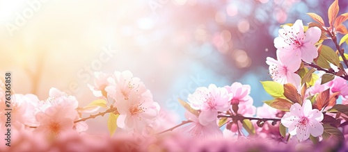 Pink blossoming tree in sunlight © vxnaghiyev