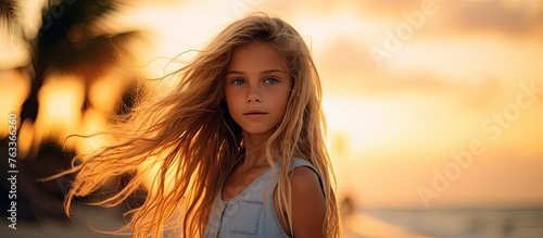 Young woman with long hair ...