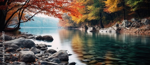 Rushing river with rocks an...