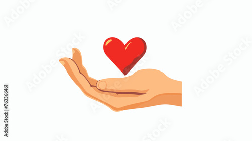 Hand icon with heart. symbol of love. simple design 