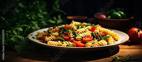 A plate of pasta with fresh...