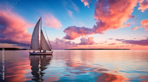Sailing Into the Sunset Amidst Cotton Candy Skies