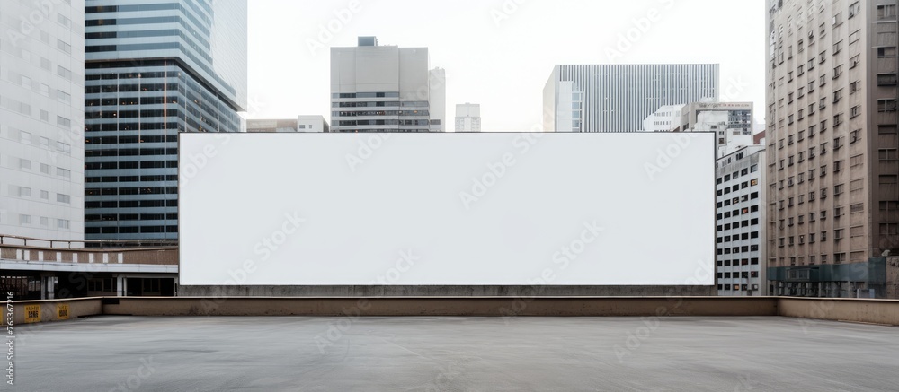 Obraz premium Empty billboard on rooftop in city