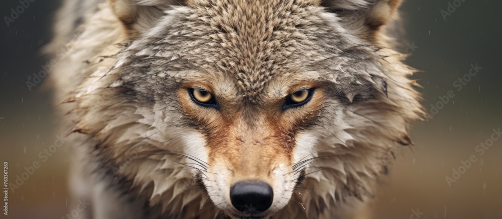 Wolf with wet face and blurred background Wolf with wet face and blurred background
