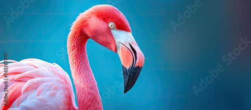 Flamingo with black beak in...