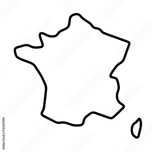 France country simplified map. Thick black outline contour. Simple vector icon