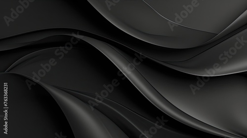 Abstract image of black and white background with floating lines, smoothness, contrast, minimalistic, design, wallpaper, backdrop, flow, energy. Fabric texture. Generative by AI