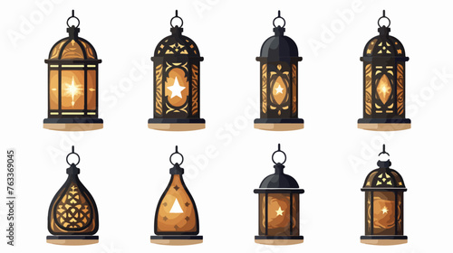 Islamic lantern clip art. Engraving lamp. Aid Mubarak