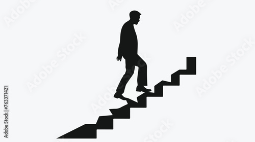 Man climbing up the stairs icon vector illustration 