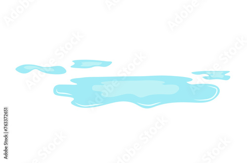 Cartoon blue dripping water drops, splashes, sprays and tears. Liquid flow, wave, stream and puddles. Nature water motion shapes vector set. Illustration of rain water drop, liquid splash