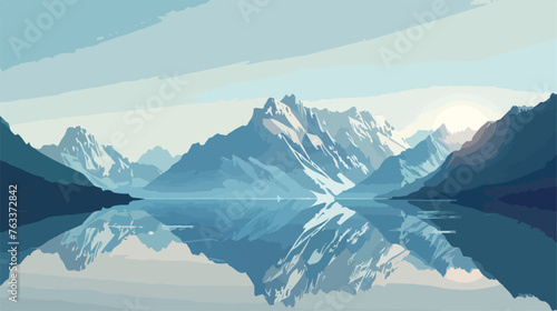 Mountain Lake. Morning landscape with clear sky 