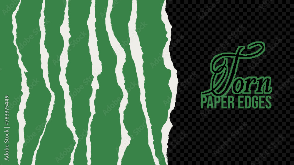 Fototapeta premium Elements with torn paper edges in green color. Paper clippings and cut outs for collage and clip art. Great for your retro designs. Vector illustration.