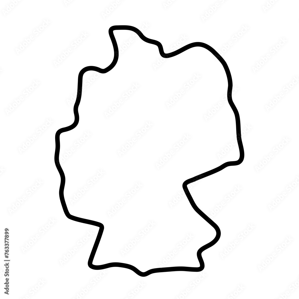 Germany country simplified map. Thick black outline contour. Simple vector icon