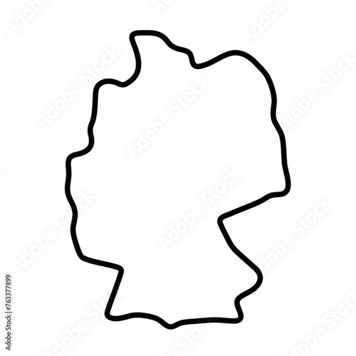 Germany country simplified map. Thick black outline contour. Simple vector icon