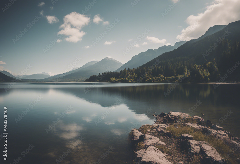 Lake and mountains