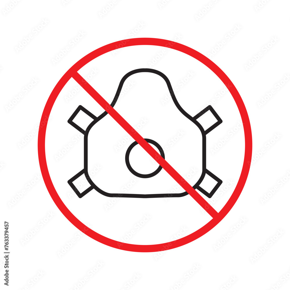 Do not use dust mask icon. Breath mask vector icon. Construction mask flat sign design. Engineer mask symbol pictogram. Warning, caution, attention, restriction label ban flat sign design icon