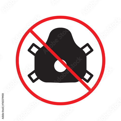 Do not use dust mask icon. Breath mask vector icon. Construction mask flat sign design. Engineer mask symbol pictogram. Warning, caution, attention, restriction label ban flat sign design icon