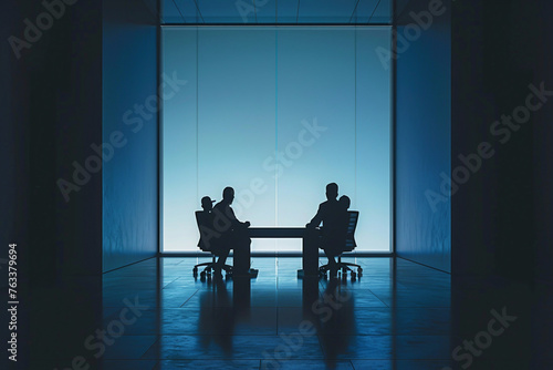 Business people negotiating at boardroom behind closed photo