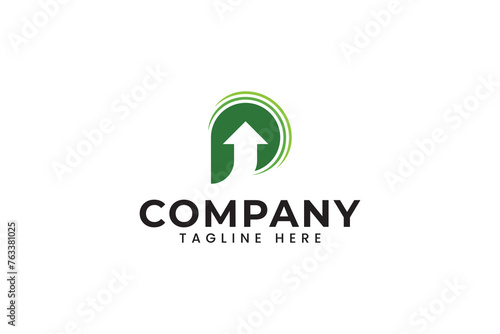 letter P with up trend arrow logo design for finance and trading education company business