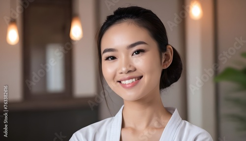 Asian woman relaxing in spa, massage. 