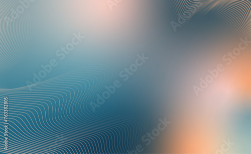 Orange and teal gradient background with wavy lines photo