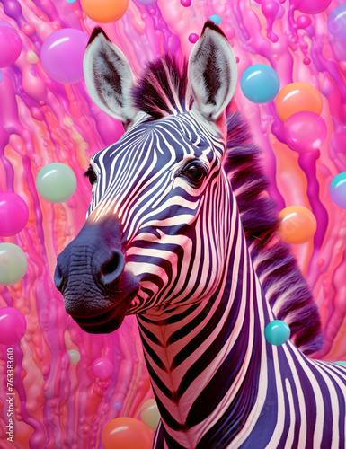 an artistic print of zebra on a colorful background   reated with Generative Ai
