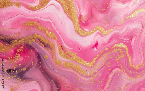 Pink and gold liquid marble background