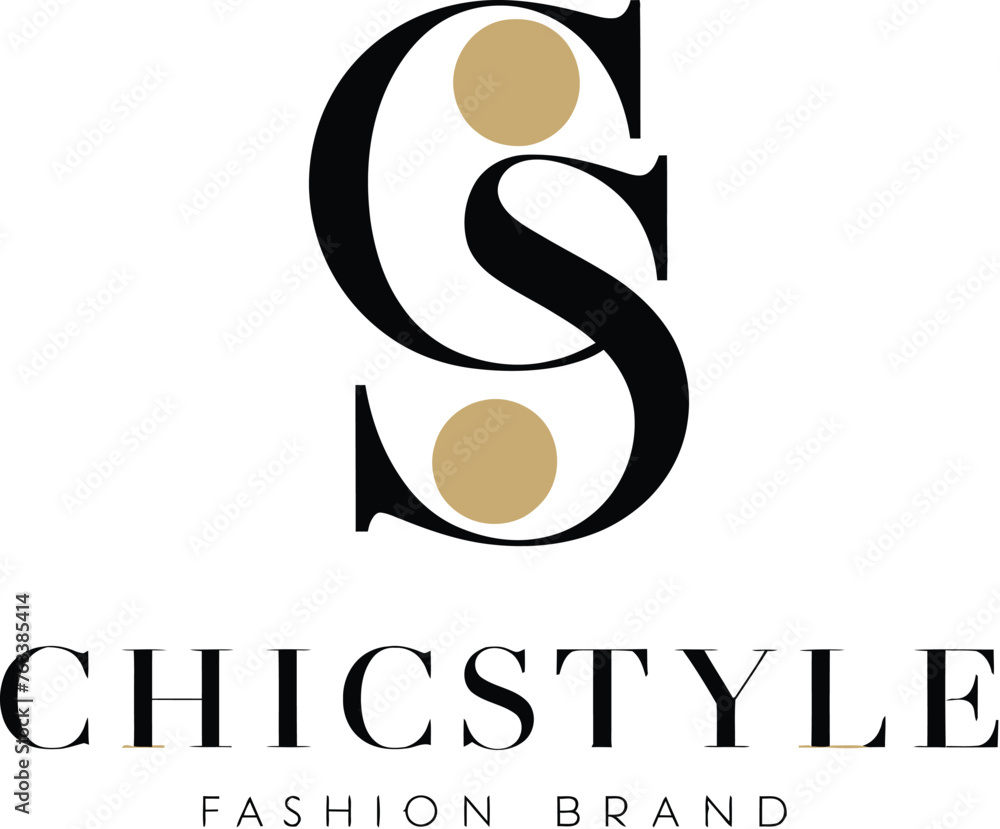 Fototapeta premium Luxury CS letter mark logo design for fashion brand.AI generative.