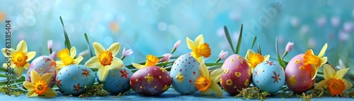 Easter holiday celebration set collection of big colorful painted easter eggs